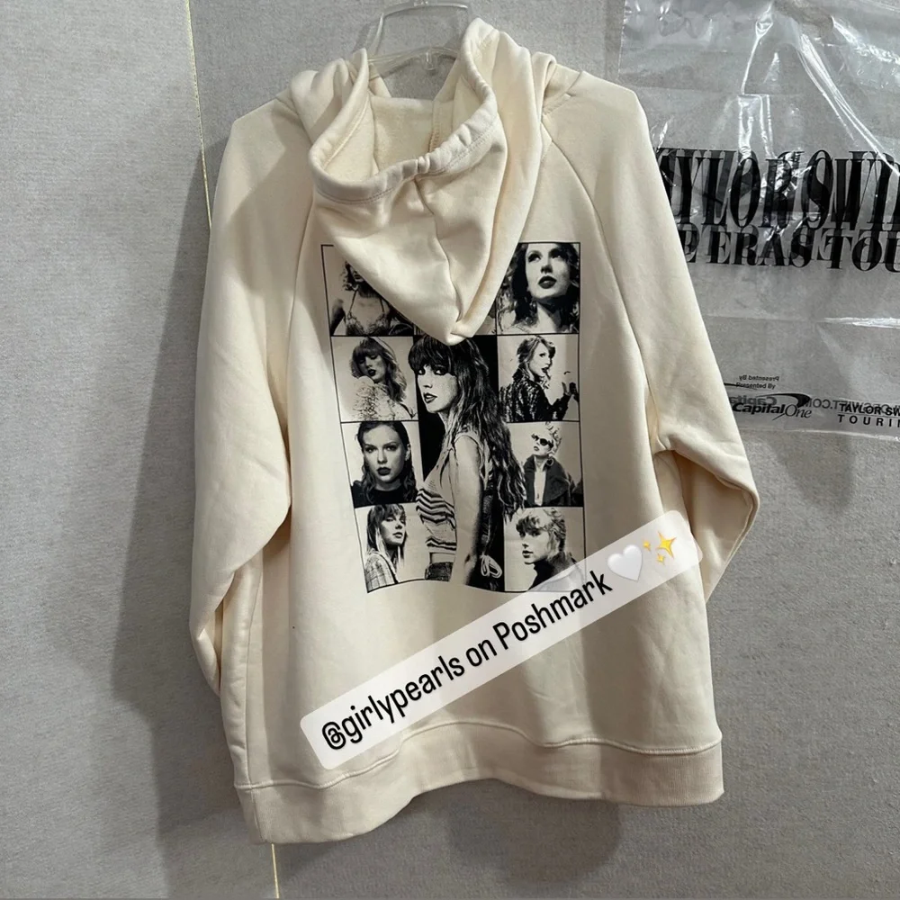 Taylor Swift Exclusive the Eras Tour Beige Hoodie Sweater NEW Official Merch - Picture 10 of 17